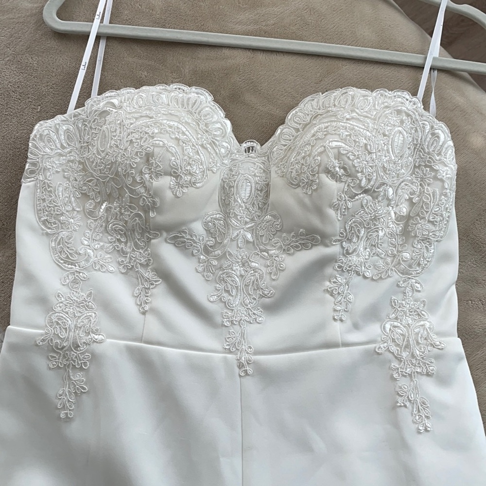 Lulu’s white bridal jumpsuit